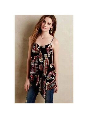 Anthropologie HD in Paris Moonset Tank Silk Colorful Flowy Size 6